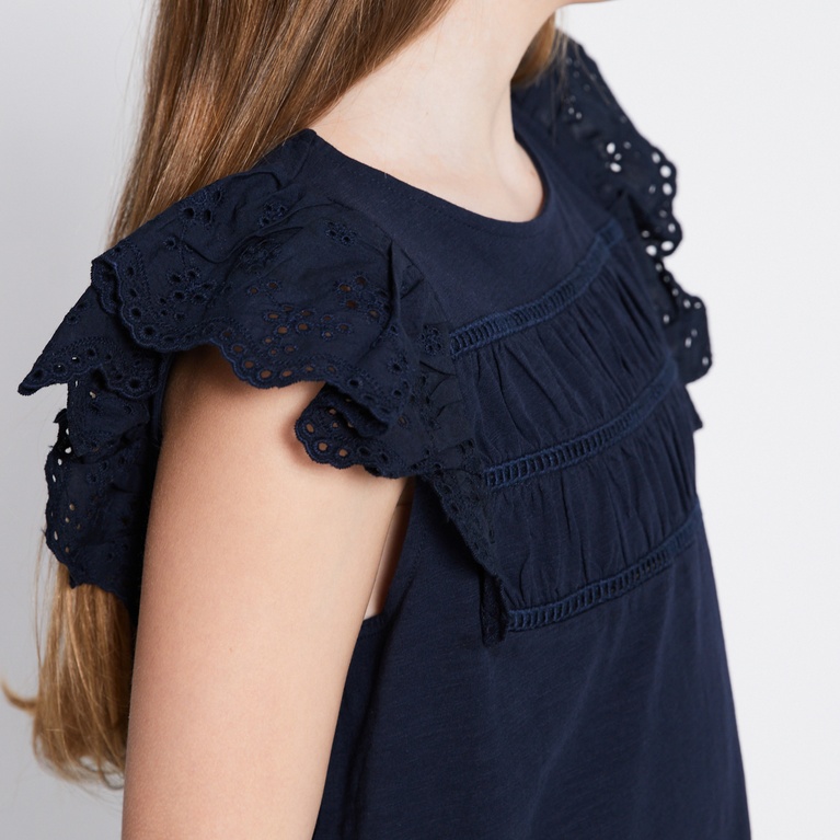 Broderie frill dress "Siv" Navy